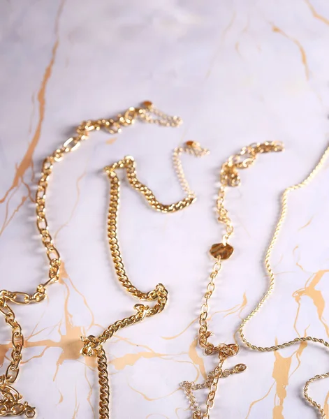 Guld Smycken Kedja Halsband Bakgrunden — Stockfoto