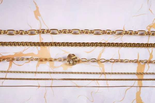 Gold Jewelry Chain Necklace Background — Stock fotografie