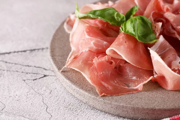 Ham Prosciutto Jamon Plate Appetizer Antipasto — Zdjęcie stockowe