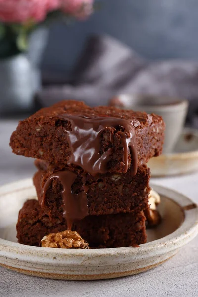 Супер Шоколадні Торти Десерт Брауні — стокове фото