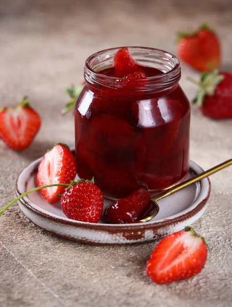 Natural Organic Strawberry Jam Healthy Food — Stock Photo, Image