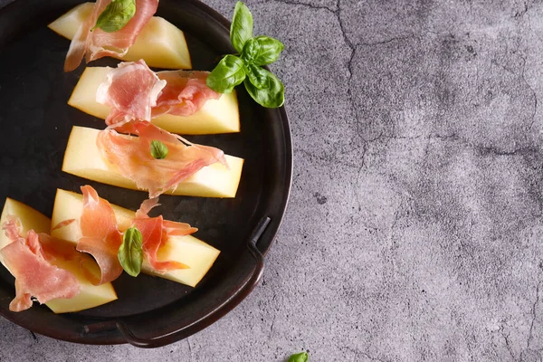 Appetizer Antipasto Ham Prosciutto Melone — Stock fotografie