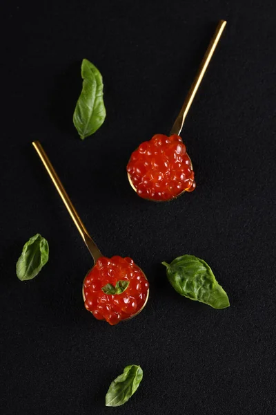 Comida Deliciosa Aperitivo Caviar Rojo —  Fotos de Stock