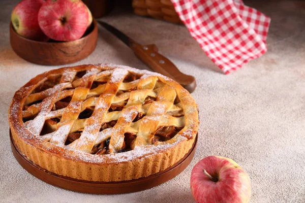 Домашній Яблучний Пиріг Свіжими Фруктами — стокове фото