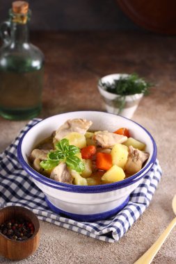 organic food handmade meat with potatoes on the table