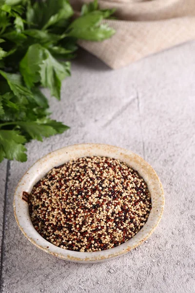 Organic Food Quinoa Ceramic Bowl — 图库照片