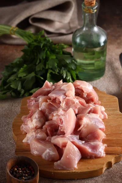 Organic Food Raw Chicken Fillet Table — Foto Stock
