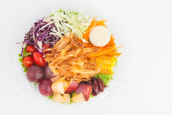 Emballage de boîte à salade sur fond de papier blanc — Photo