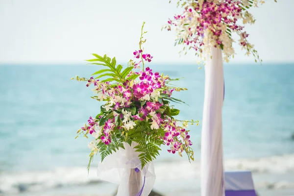 Flores Casamento Configuração Praia Tailândia — Fotografia de Stock