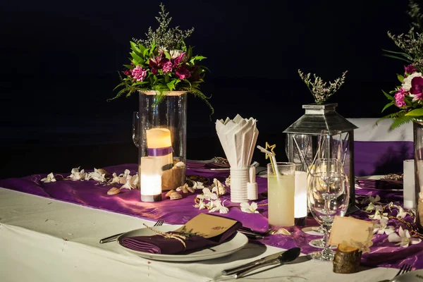 Свадебный Стол Пляже Таиланде — стоковое фото