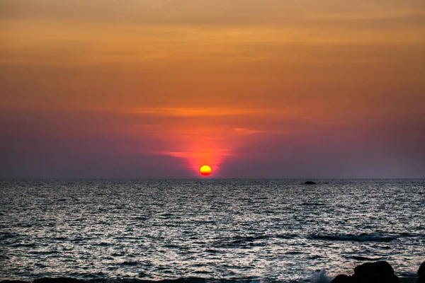 Beautiful Blazing Sunset Landscape Beach Sea Orange Sky Kho Lanta — Stock Photo, Image