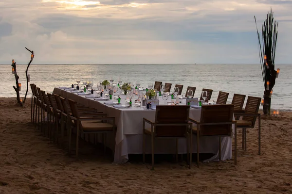 Lunga Cena Nozze Spiaggia Thailandia — Foto Stock