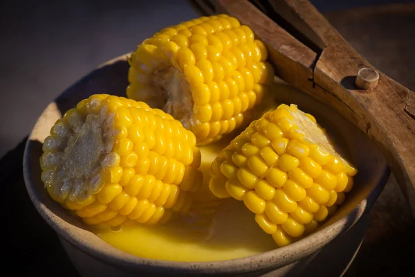 Steamed Corn Bowl Buffet Line Dinner Party — Stock Photo, Image