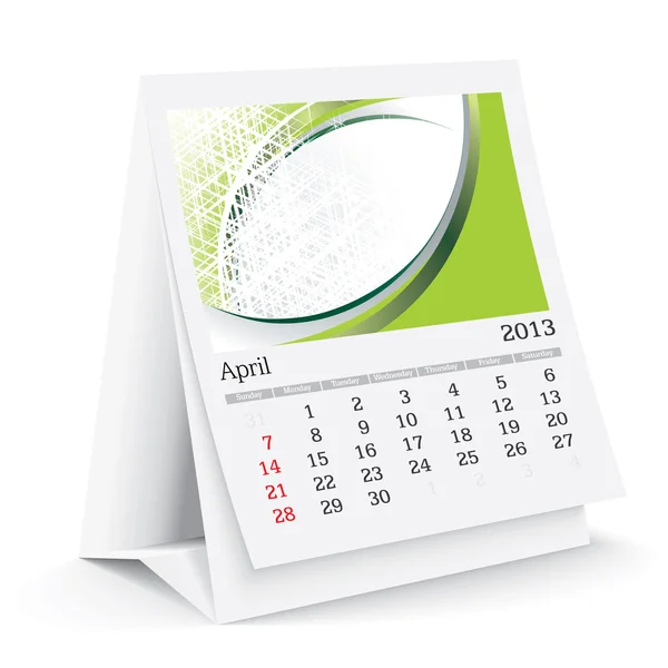 April 2013 A3 calendar — Stock Photo, Image