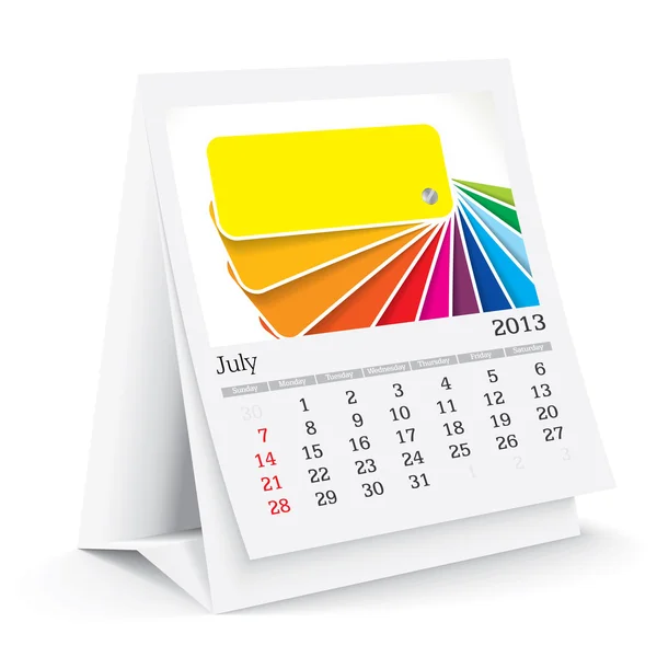 Luglio 2013 A3 calendario — Foto Stock