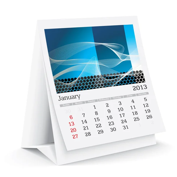 January 2013 desk calendar — Stock Vector