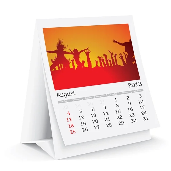 Augustus 2013 bureaukalender — Stockvector