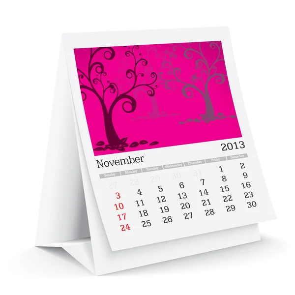 2013年 11 月卓上カレンダー — ストックベクタ