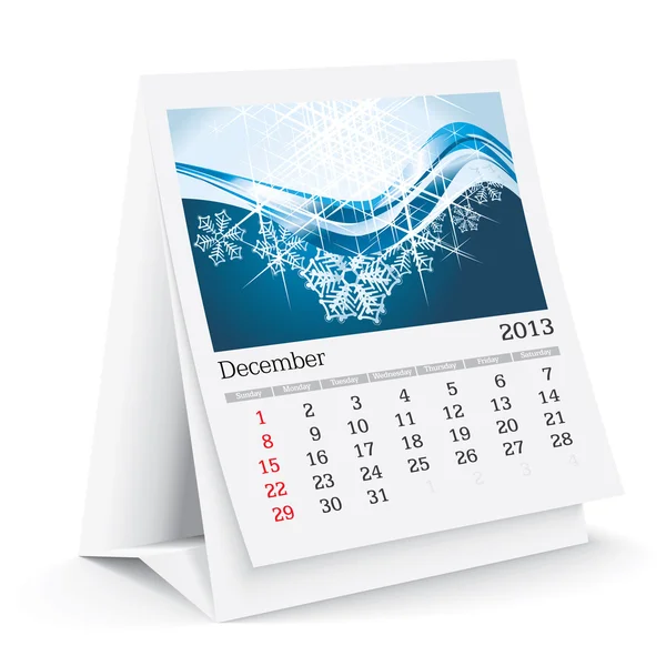 Dezember 2013 Schreibtischkalender — Stockvektor