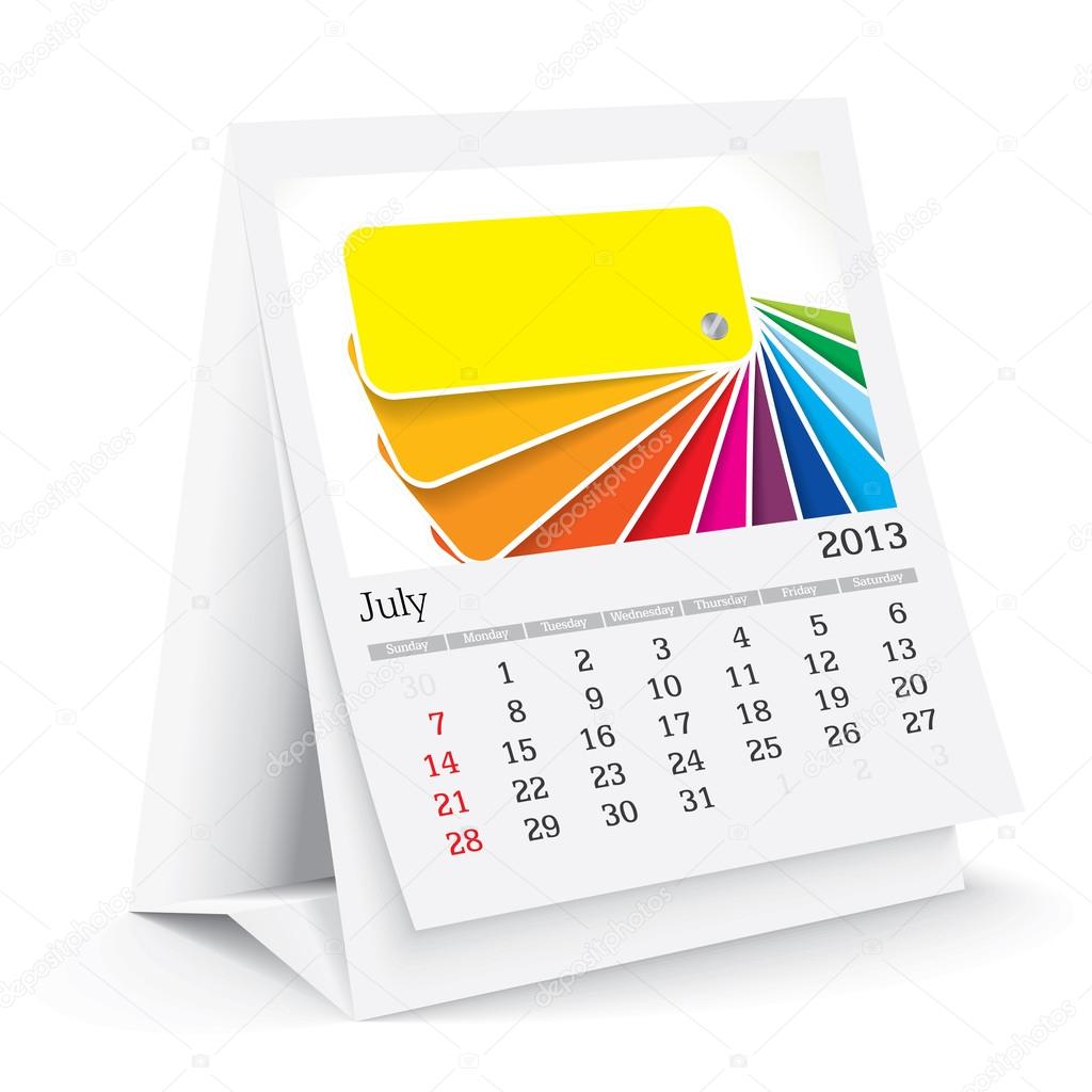 july 2013 desk calendar