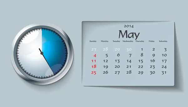 Mayo 2014 - calendario — Vector de stock