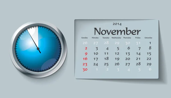 2014年 11 月 - カレンダーします。 — ストックベクタ
