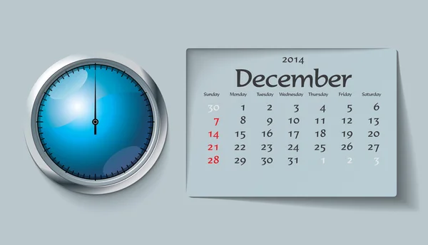 Dicembre 2014 - Calendario — Vettoriale Stock