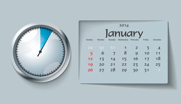 Январь 2014 - календарь — стоковый вектор