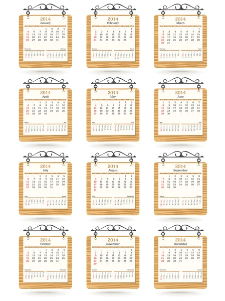 Calendario 2014 — Archivo Imágenes Vectoriales