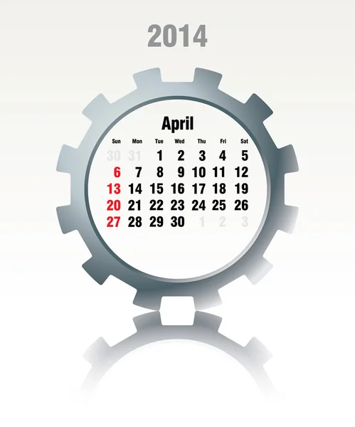 Avril 2014 - calendrier — Image vectorielle