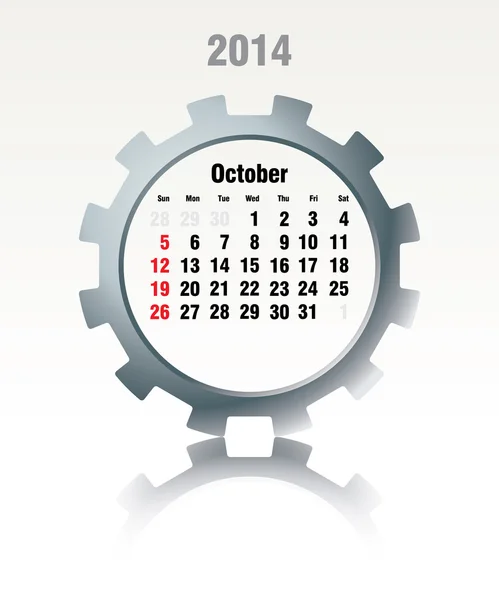Października 2014 - kalendarz — Wektor stockowy