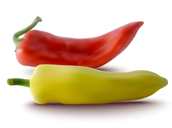 Vector red and yellow peppers — Stock Vector