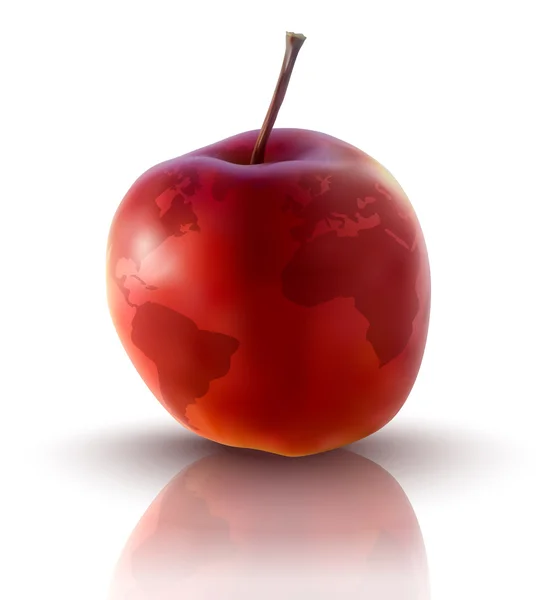 Illustrazione vettoriale della mela rossa con il pianeta terra — Vettoriale Stock