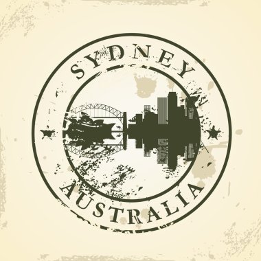 Grunge lastik damgası ile sydney, Avustralya