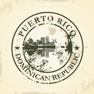 sello de goma Grunge con puerto rico, República Dominicana
