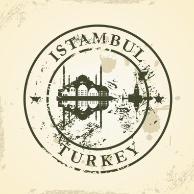 Grunge lastik damgası ile Istanbul, Türkiye