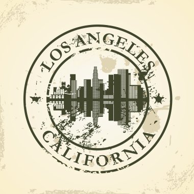 Grunge lastik damgası ile los angeles, Kaliforniya