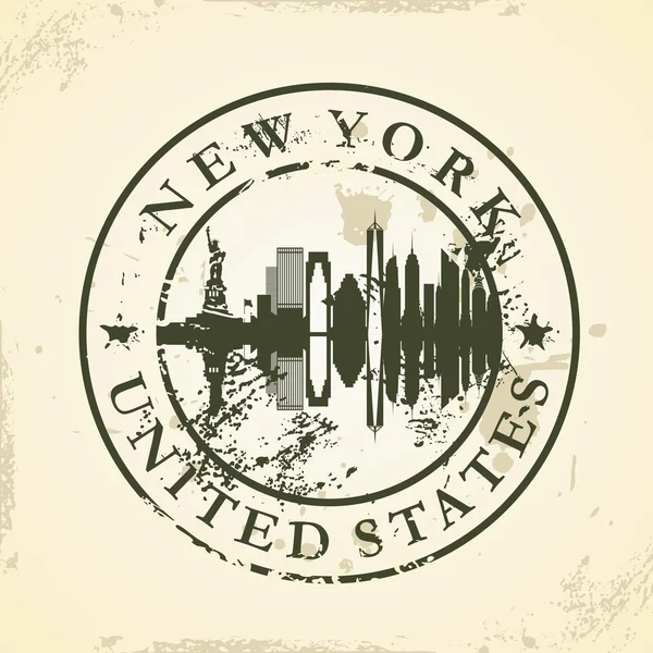 Sello de goma Grunge con Nueva York, Estados Unidos — Vector de stock