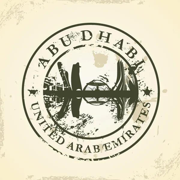 Timbre grunge caoutchouc avec Abu Dhabi, EAU — Image vectorielle