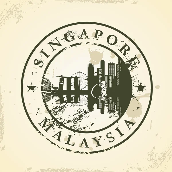 Grunge Rubberstempel met singapore, Maleisië — Stockvector