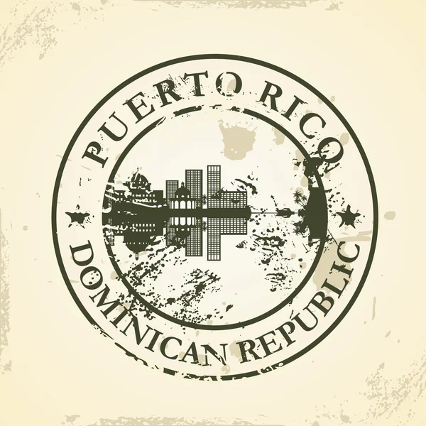 Sello de goma grunge con Puerto Rico, República Dominicana — Vector de stock