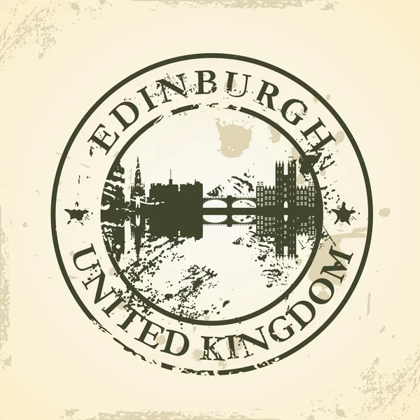Carimbo de borracha Grunge com Edimburgo, Reino Unido — Vetor de Stock