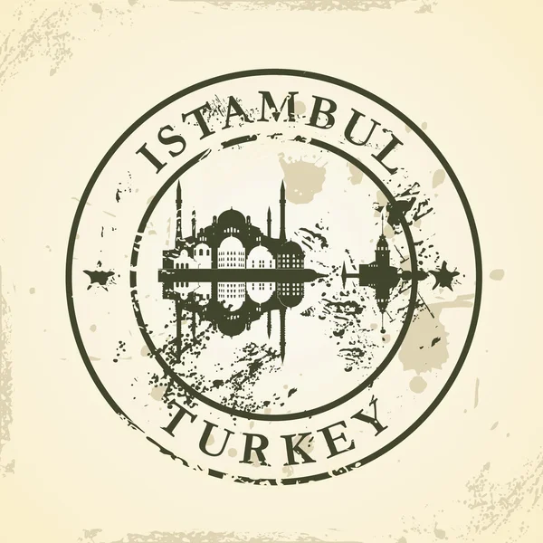 Grunge stempel karet dengan Istambul, Turki - Stok Vektor