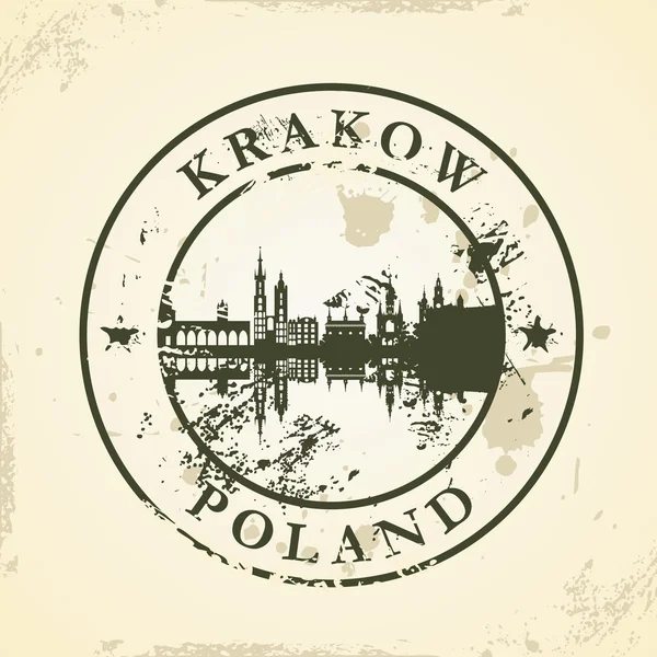 Sello de goma grunge con Cracovia, Polonia — Archivo Imágenes Vectoriales