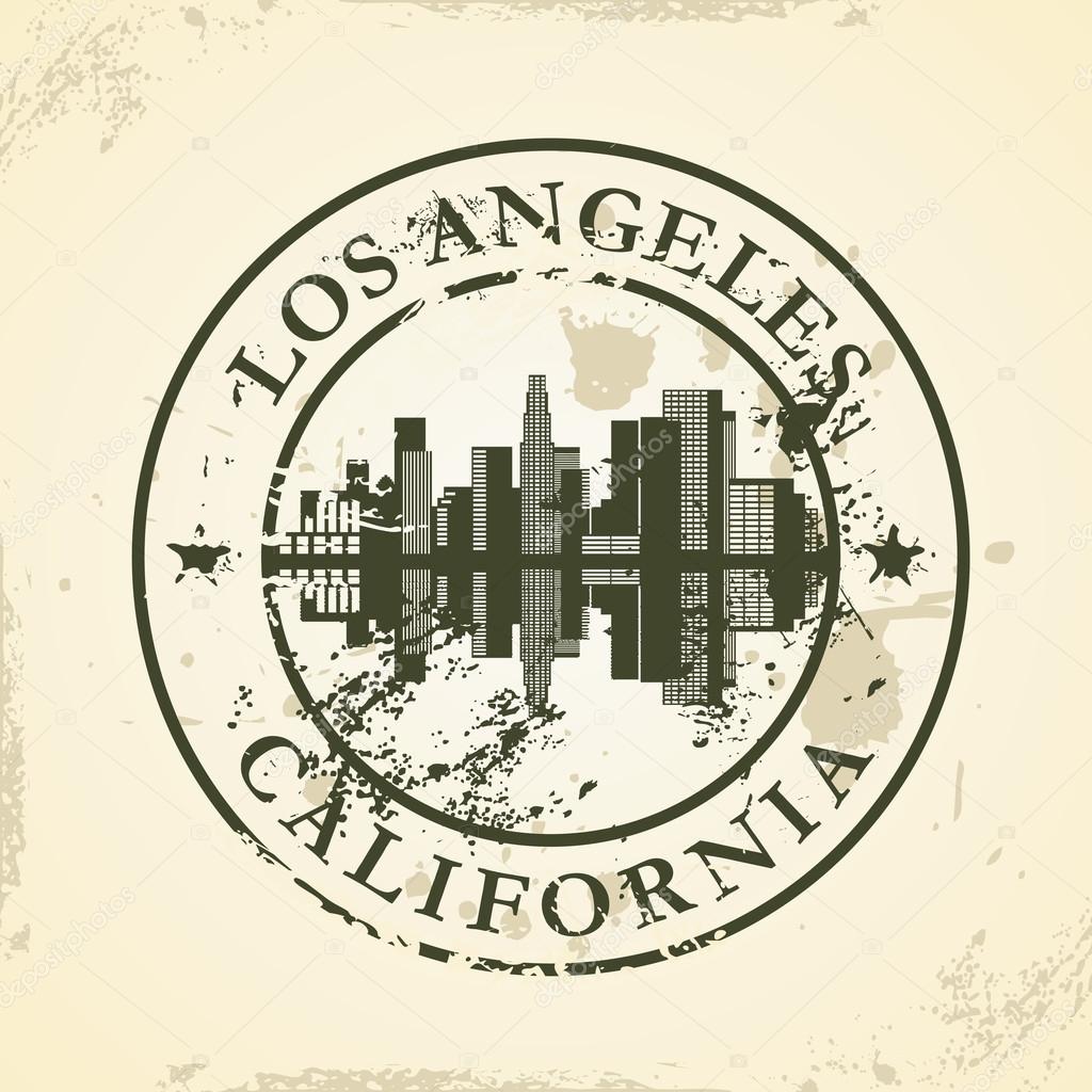Grunge rubber stamp with Los Angeles, California
