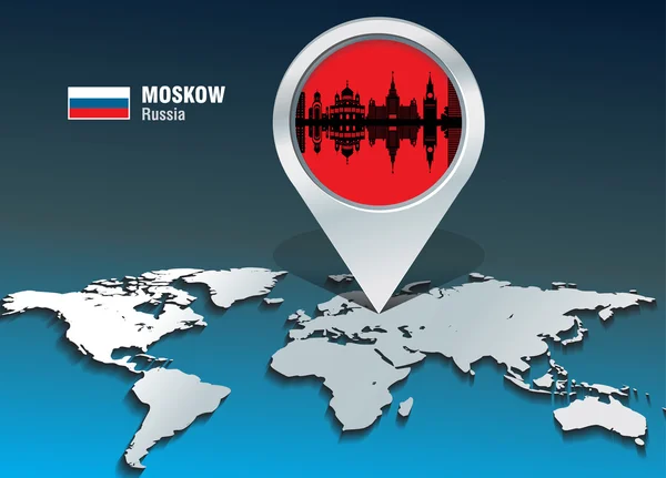 Harita iğne ile Moskova manzarası — Stok Vektör