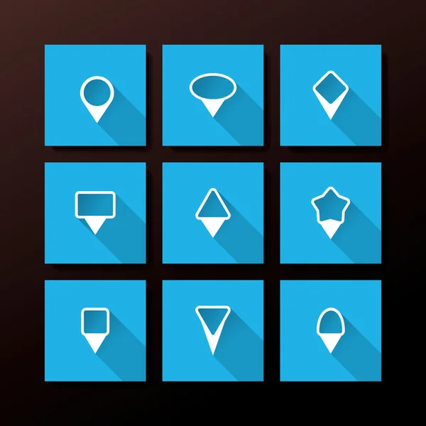 Vector flat icon set - map pins — Stock Vector