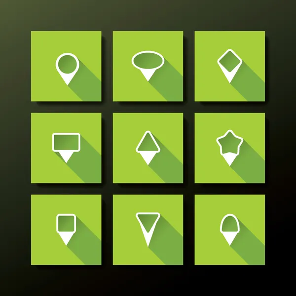 Set di icone piatte vettoriali - pin mappa — Vettoriale Stock