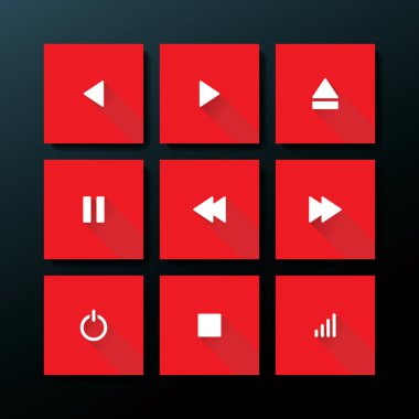vektör düz Medya Icon set