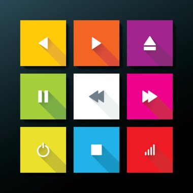 vektör düz Medya Icon set